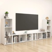 vidaXL Móveis de TV 4 pcs 107x35x37 cm contraplacado branco