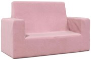 vidaXL Sofá infantil de 2 lugares pelúcia rosa