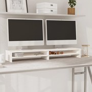 vidaXL Suporte para monitor 100x24x13 cm pinho maciço branco