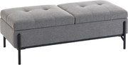 HOMCOM Baú de assento em linho, banco de cama com 2 compartimentos, tampas articuladas e acolchoamento extra espesso, 117 x 50 x 44 cm | Aosom Portugal