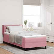 vidaXL Cama Box com colchão com cabeceira Rosa 200 x 80 cm Poliéster