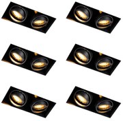 Conjunto de 6 focos embutidos pretos ajustáveis sem aro 2 luzes - Oneon Honey