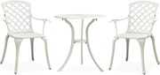 vidaXL 3 pcs conjunto de bistrô alumínio fundido branco