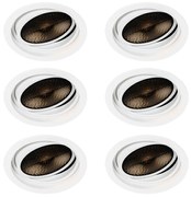 Conjunto de 6 focos embutidos modernos brancos ajustáveis - Coop 111 Honey
