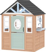 AIYAPLAY Casinha de Brincar Infantil Exterior e Interior de Madeira com Porta para Animais de Estimação 115,5x97,3x140 cm Madeira | Aosom Portugal