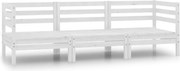 vidaXL 3 pcs conjunto lounge de jardim pinho maciço branco