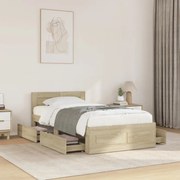 vidaXL Estrutura de cama c/ cabeceira deriv. madeira carvalho sonoma