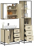 vidaXL 3 pcs conj. móveis casa banho derivados madeira carvalho sonoma