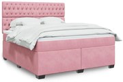 vidaXL Cama com molas/colchão 180x200 cm veludo rosa