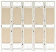 Biombo com 5 painéis 175x165 cm tecido cor creme