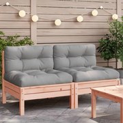 vidaXL Sofá s/ braços jardim c/ almofadões 2pcs madeira douglas maciça