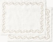 Individuais em linho lavado com bordado artesanais Ivy, conjunto de 2