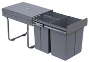 HOMCOM Caixote do Lixo para Cozinha com 3 recipientes de Reciclagem Removíveis 1x20L e 2x10L Metal e Plástico 48x34,2x41,8cm Cinza | Aosom Portugal