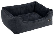 FEANDREA Cama para cachorro, cama para animais de estimação com aparência de linho, sofá-cama para cachorro com bordas elevadas, fundo antiderrapante, capa removível e lavável, XL, para cães grandes, 110 x 75 x 27 cm, cinza escuro