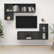 vidaXL 4 pcs conjunto de móveis de TV contraplacado cinzento