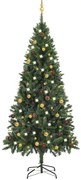 vidaXL Árvore Natal artificial pré-iluminada c/ bolas 180 cm verde