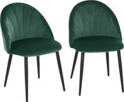 HOMCOM Conjunto de 2 Cadeiras de Sala de Jantar Cadeira de Cozinha Veludo Pés de Metal Verde 52x54x79 cm | Aosom Portugal