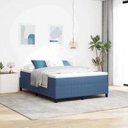 vidaXL Cama Box Azul e Branco 140 x 190 cm Tecido de Veludo Cotele