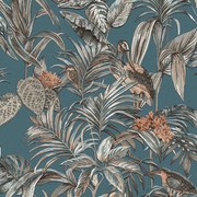 DUTCH WALLCOVERINGS Papel de parede Bird-of-Paradise cor azul