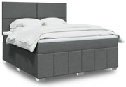 vidaXL Cama com molas/colchão 180x200 cm tecido cinzento-escuro