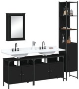 4 pcs conjunto móveis casa de banho derivados de madeira preto
