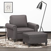 vidaXL Poltrona com apoio de pés couro artificial 60 cm cinzento