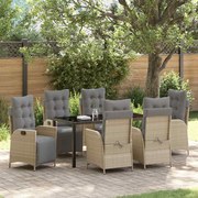 vidaXL Conjunto de jantar de jardim com 7 peças em ratan sintético bege
