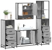 vidaXL 4 pcs Conjunto móveis casa de banho madeira proc. cinza sonoma