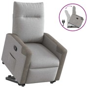 vidaXL Poltrona reclinável elevatória tecido cinzento-nublado