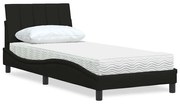 vidaXL Cama com colchão 90x190 cm tecido preto