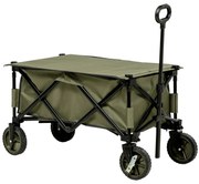 Outsunny Carrinho Dobrável de com Rodas com Guiador Bancada Dobrável 5 Bolsas de Armazenamento 108x55x93cm Verde Escuro