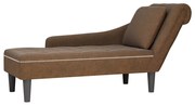 vidaXL Chaise lounge c/ almofada/apoio braços direito couro artificial
