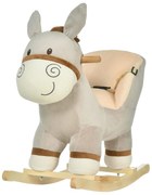 HOMCOM Baloiço Infantil em Forma de Burro para Bebés 18-36 Meses com Som Cinto de Segurança Apoio para os Pés 61x34x58 cm Cinza | Aosom Portugal