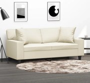 Sofá 2 lugares + almofadas decorativas 140cm couro artif. creme