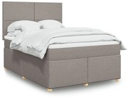 vidaXL Cama com molas/colchão 160x200 cm tecido castanho-acinzentado