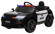 AIYAPLAY Carro Elétrico de Policia para Crianças com Bateria 12V Controlo Remoto Farol Buzina Sirene e Música 112x66x50 cm Preto | Aosom Portugal