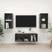 vidaXL 3 pcs conjunto móveis de TV derivados madeira cinza brilhante