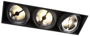 Foco embutido preto AR111 sem moldura 3 luzes - Oneon