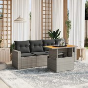 vidaXL 5 pcs conjunto sofás de jardim c/ almofadões vime PE cinzento