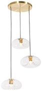 Candeeiro suspenso Art Déco dourado com vidro redondo 3 luzes - Ayesha Art Deco