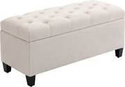 HOMCOM Banco de Arrumação Puff para Sala Ponta Da Cama Baú de Arrumação para Sala Quarto Entrada 100x40x44 cm Creme | Aosom Portugal