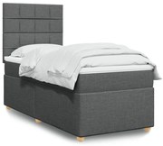 vidaXL Cama com molas/colchão 100x200 cm tecido cinza-escuro