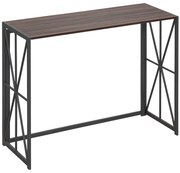 HOMCOM Consola Estilo Industrial com Estrutura em Metal Dobrável e bancada de MDF 100x38x80cm Marrom e Preto