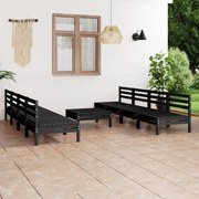 9 pcs conjunto lounge de jardim pinho maciço preto