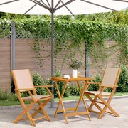vidaXL 3 pcs conjunto de bistrô tecido e madeira maciça bege