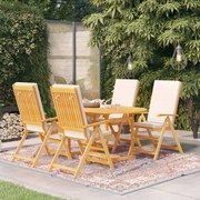 vidaXL 5 pcs conjunto de jantar p/ jardim c/ almofadões teca maciça