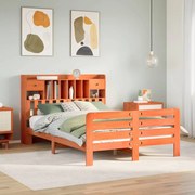 vidaXL Cama com estante sem colchão 160x200 cm pinho maciço