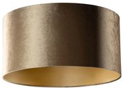 Abajur de Veludo Bronze com Interior Dourado 50/50/25