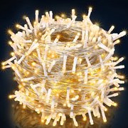 Corrente luminosa de Natal Transparente de 60 m com luzes Branco Quente