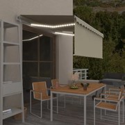 vidaXL Toldo automático c/ estore/LED/sensor de vento 3x2,5m cor creme